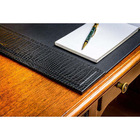 Dacasso Black Crocodile Embossed Leather 25.5" x 17.25" Side-Rail Desk Pad PR-2202